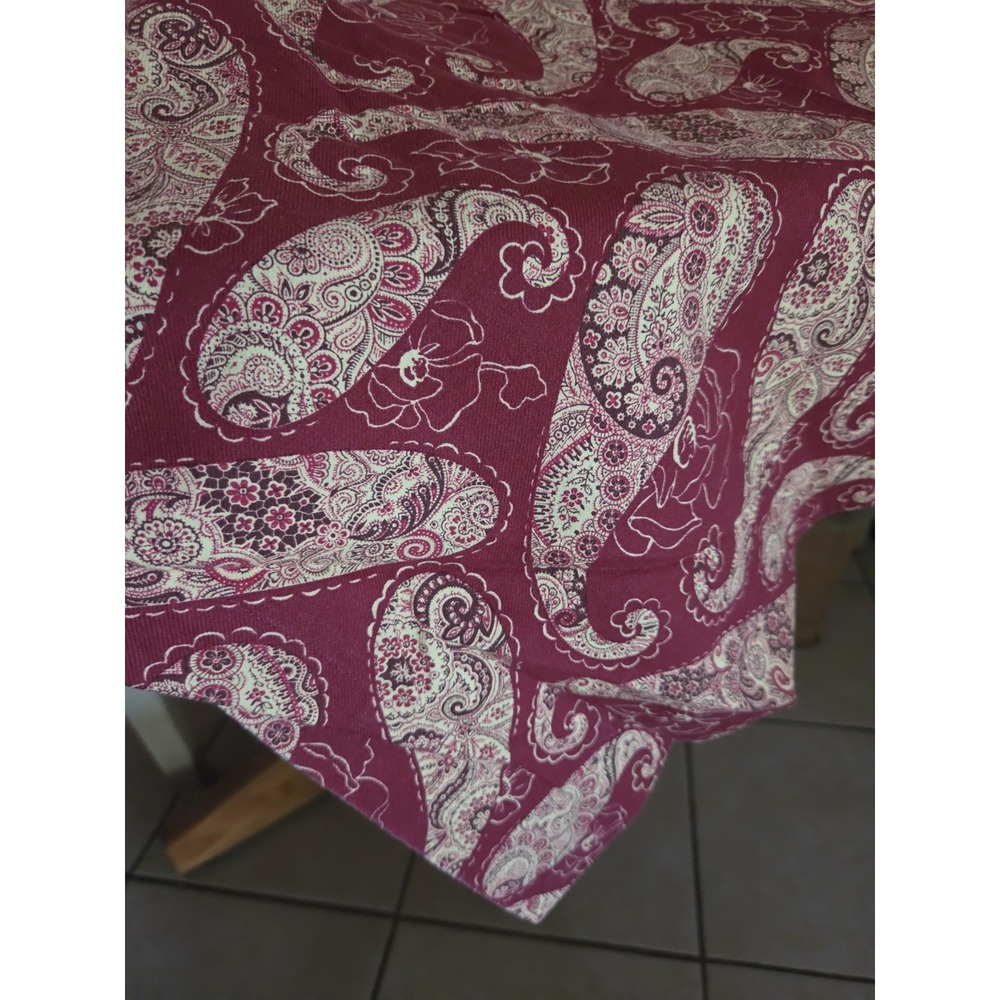 Zina Vasi 70x90 Tablecloth 12 Napkins Red Paisley Thick Cotton Holiday Old World